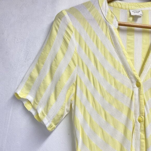 JACQUELINE DE YONG Split Crew Button-Up Belted Tiered Shirt Dress Women Size 38 - Picture 12 of 14